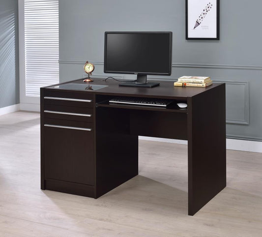 HALSTON 47-INCH 2-DRAWER OFFICE DESK WITH CABINET CAPPUCCINO