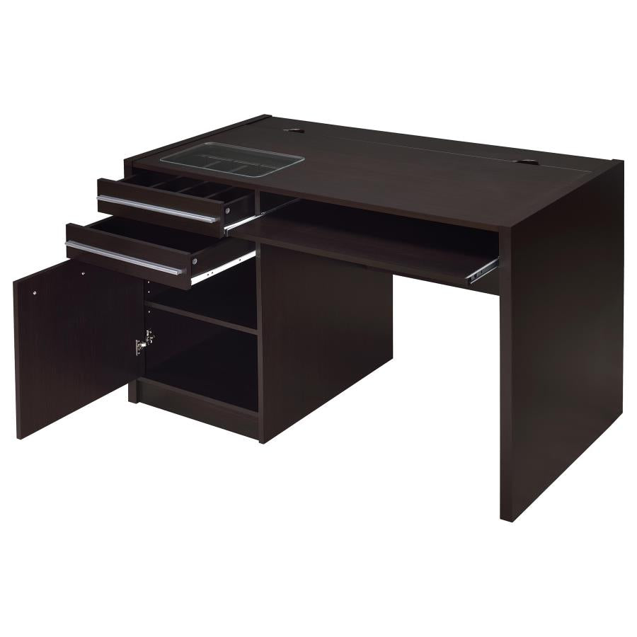 HALSTON 47-INCH 2-DRAWER OFFICE DESK WITH CABINET CAPPUCCINO