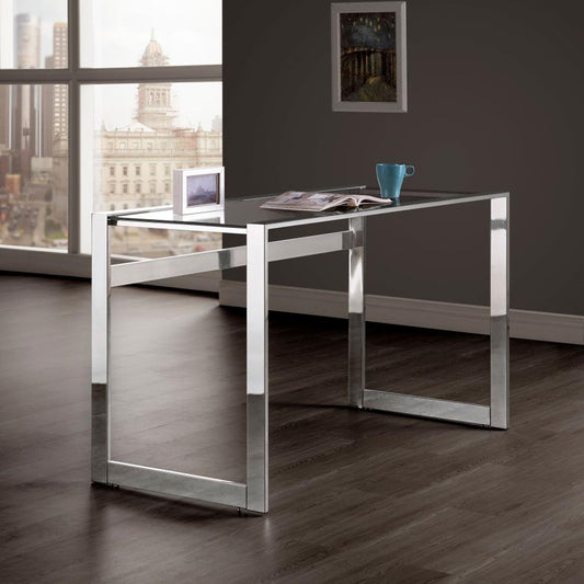 HARTFORD 47-INCH GLASS TOP WRITING DESK CHROME