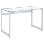 HARTFORD 47-INCH GLASS TOP WRITING DESK CHROME