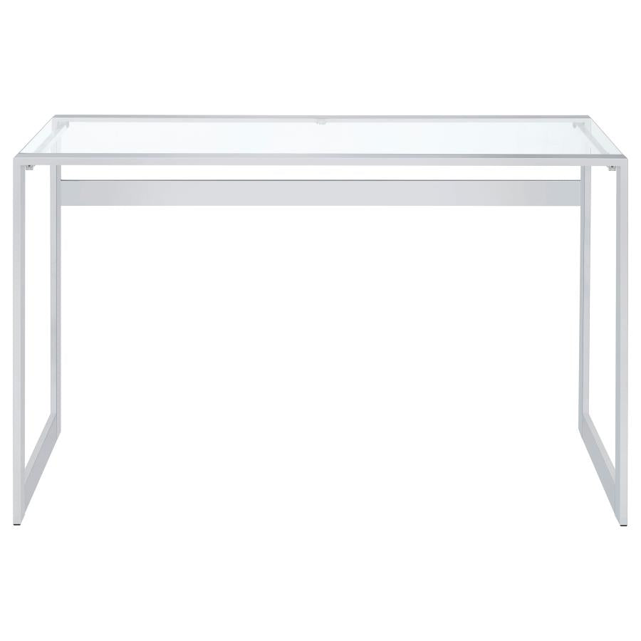 HARTFORD 47-INCH GLASS TOP WRITING DESK CHROME