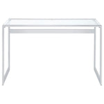 HARTFORD 47-INCH GLASS TOP WRITING DESK CHROME