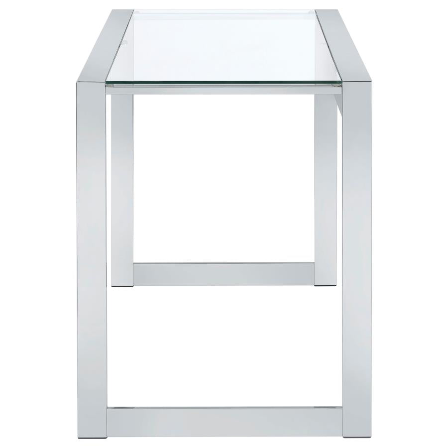 HARTFORD 47-INCH GLASS TOP WRITING DESK CHROME