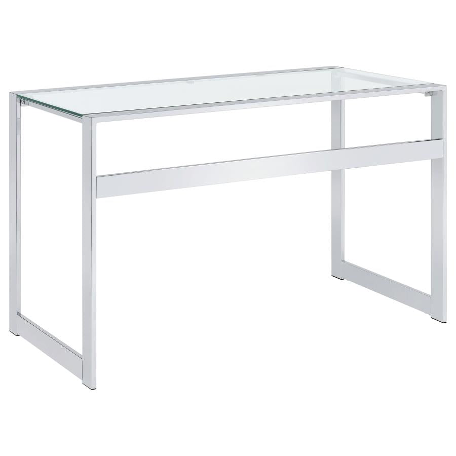 HARTFORD 47-INCH GLASS TOP WRITING DESK CHROME