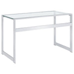 HARTFORD 47-INCH GLASS TOP WRITING DESK CHROME