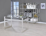 HARTFORD 47-INCH GLASS TOP WRITING DESK CHROME
