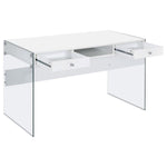 DOBREV 48-INCH 2-DRAWER WRITING DESK WHITE HIGH GLOSS