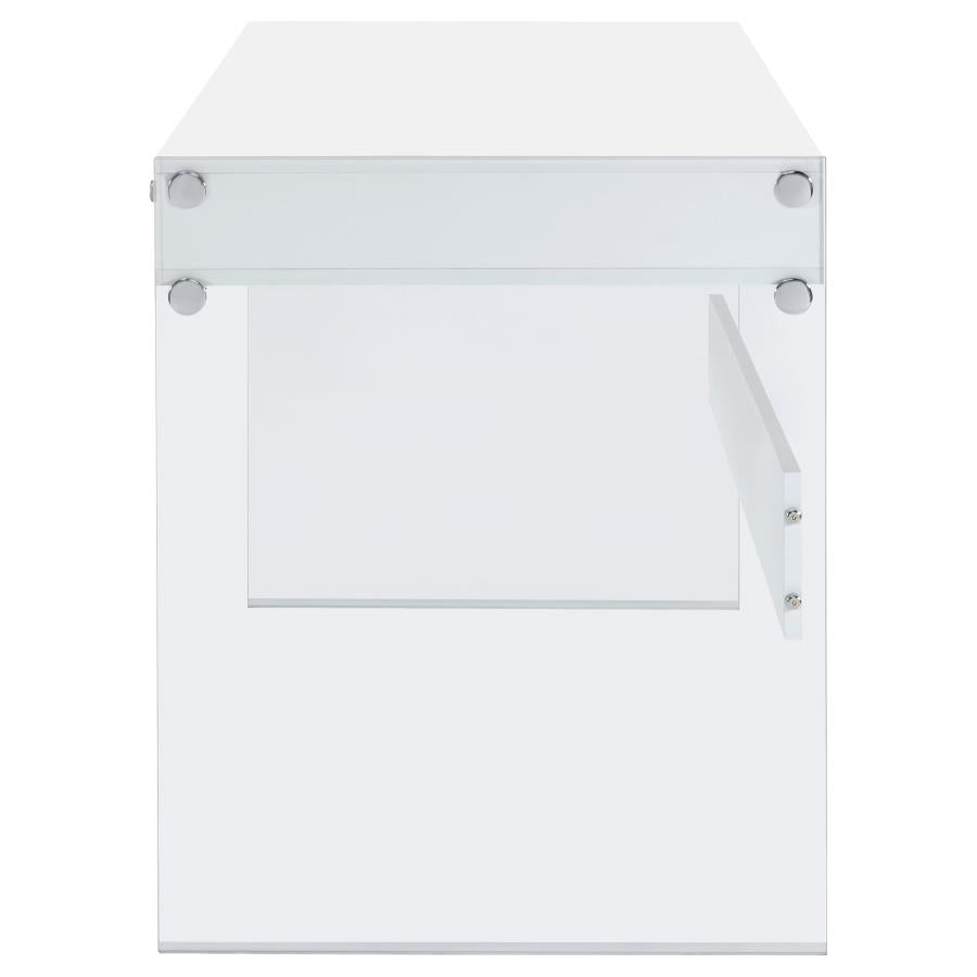 DOBREV 48-INCH 2-DRAWER WRITING DESK WHITE HIGH GLOSS