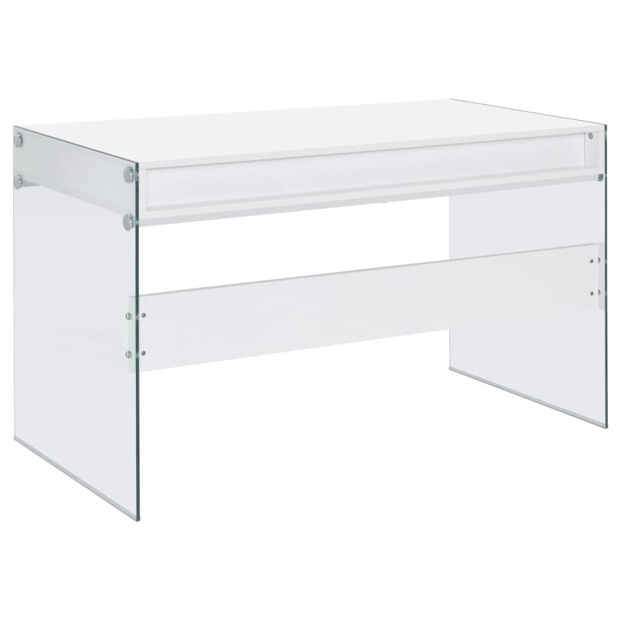 DOBREV 48-INCH 2-DRAWER WRITING DESK WHITE HIGH GLOSS