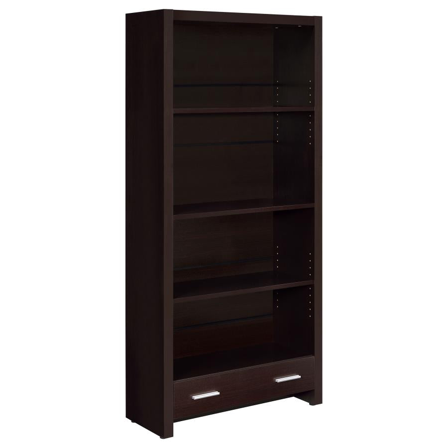 SKYLAR 71-INCH 5-SHELF BOOKCASE WITH DRAWER CAPPUCCINO