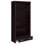 SKYLAR 71-INCH 5-SHELF BOOKCASE WITH DRAWER CAPPUCCINO
