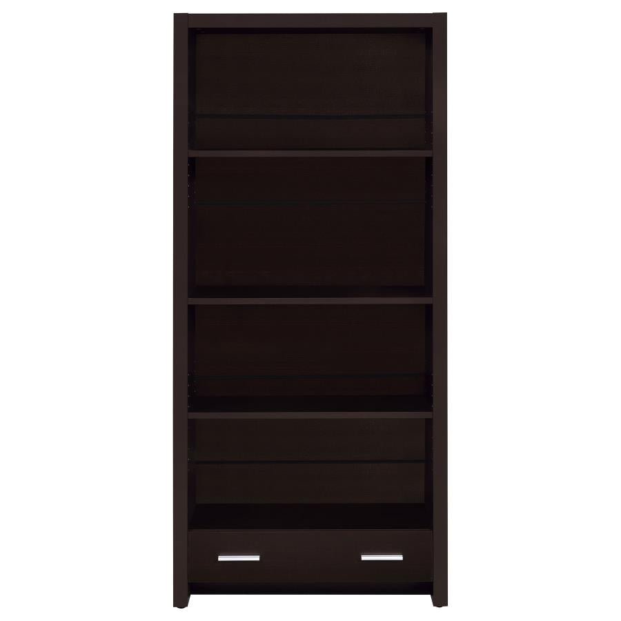 SKYLAR 71-INCH 5-SHELF BOOKCASE WITH DRAWER CAPPUCCINO