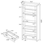 SKYLAR 71-INCH 5-SHELF BOOKCASE WITH DRAWER CAPPUCCINO