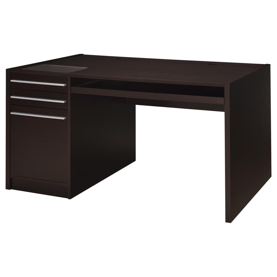 HALSTON 60-INCH 3-DRAWER OFFICE COMPUTER DESK CAPPUCCINO