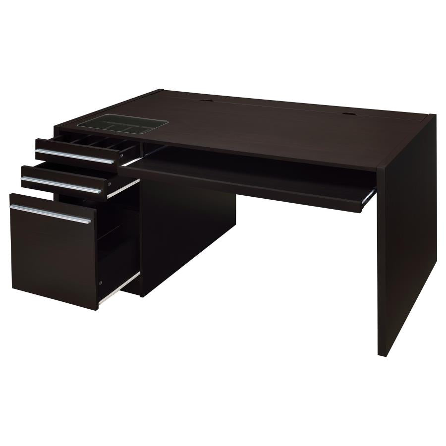 HALSTON 60-INCH 3-DRAWER OFFICE COMPUTER DESK CAPPUCCINO
