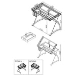 MELO 41-INCH GLASS TOP DRAFTING TABLE WITH STORAGE SILVER