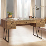 ANALIESE 63-INCH 4-DRAWER WRITING DESK RUSTIC NUTMEG