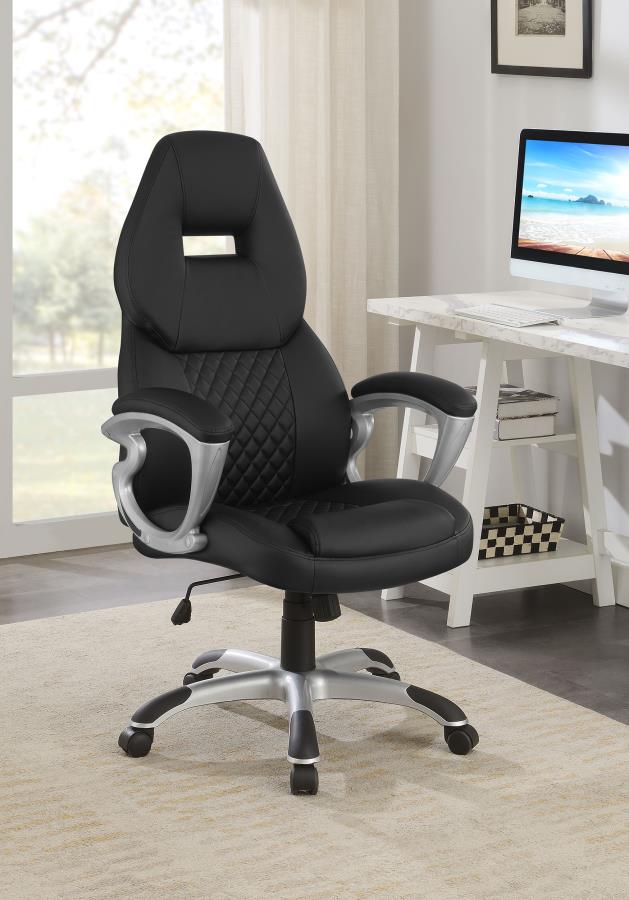 BRUCE UPHOLSTERED ADJUSTABLE HOME OFFICE DESK CHAIR BLACK
