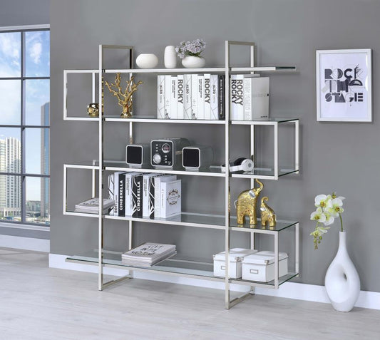 ELMER 63-INCH 5-SHELF BOOKSHELF CLEAR AND CHROME