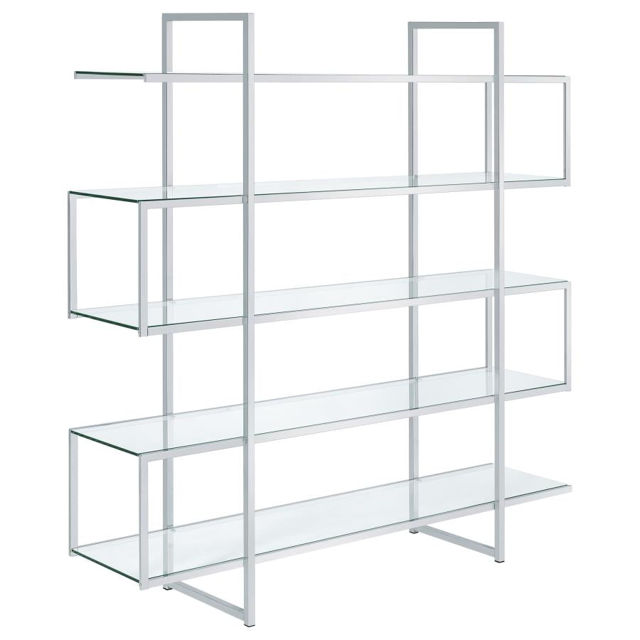 ELMER 63-INCH 5-SHELF BOOKSHELF CLEAR AND CHROME