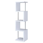 BAXTER 67-INCH 4-SHELF BOOKSHELF WHITE AND CHROME