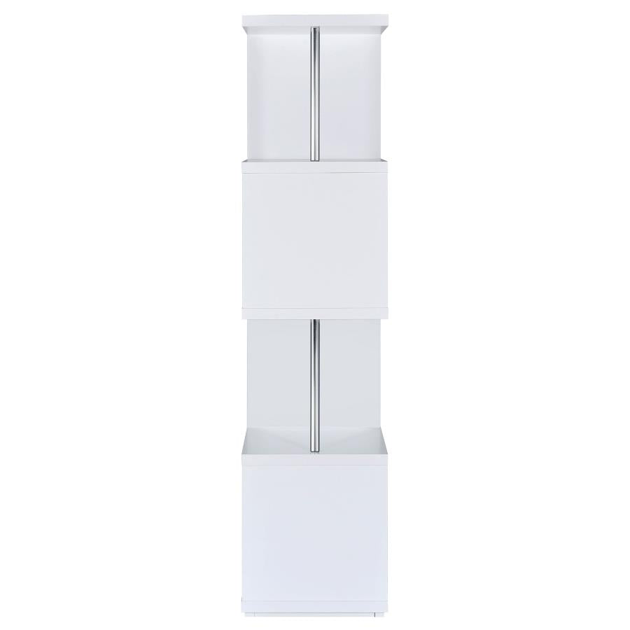 BAXTER 67-INCH 4-SHELF BOOKSHELF WHITE AND CHROME