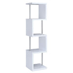 BAXTER 67-INCH 4-SHELF BOOKSHELF WHITE AND CHROME