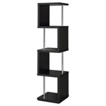 BAXTER 67-INCH 4-SHELF BOOKSHELF BLACK AND CHROME