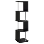 BAXTER 67-INCH 4-SHELF BOOKSHELF BLACK AND CHROME