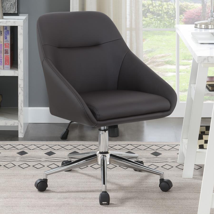 JACKMAN UPHOLSTERED ADJUSTABLE HOME OFFICE DESK CHAIR BROWN