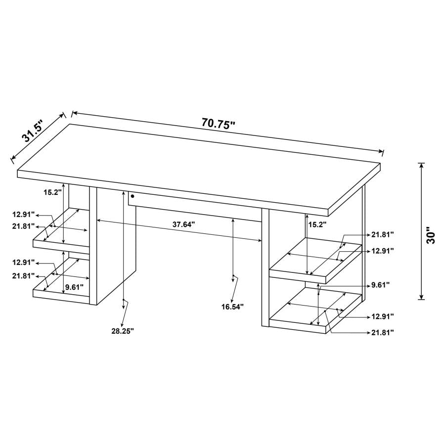ALICE 71-INCH 4-SHELF ENGINEERED WOOD WRITING DESK WHITE