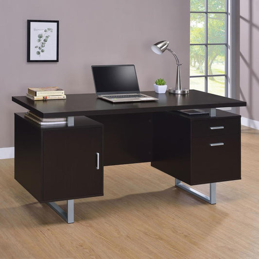 LAWTEY 60-INCH 2-DRAWER OFFICE COMPUTER DESK CAPPUCCINO