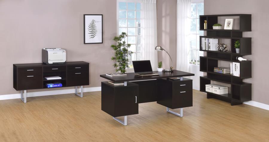 LAWTEY 60-INCH 2-DRAWER OFFICE COMPUTER DESK CAPPUCCINO