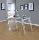 AMATURO 59-INCH GLASS TOP ACRYLIC WRITING DESK CLEAR