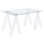AMATURO 59-INCH GLASS TOP ACRYLIC WRITING DESK CLEAR