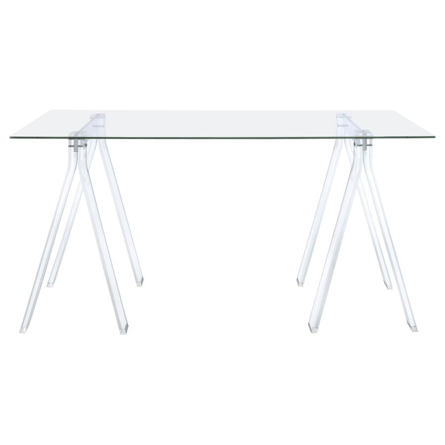 AMATURO 59-INCH GLASS TOP ACRYLIC WRITING DESK CLEAR