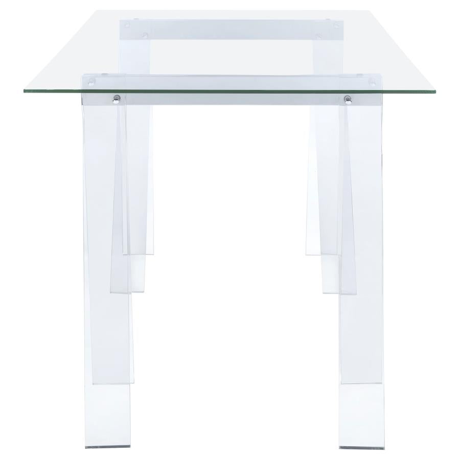 AMATURO 59-INCH GLASS TOP ACRYLIC WRITING DESK CLEAR