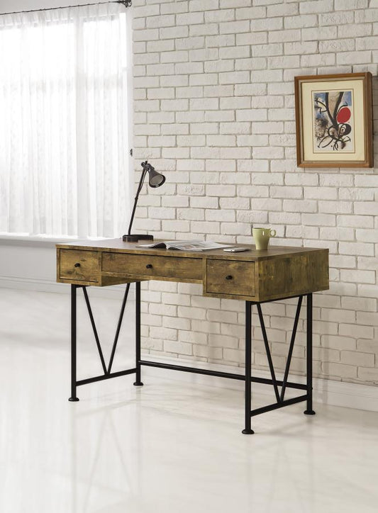 ANALIESE 47-INCH 3-DRAWER WRITING DESK RUSTIC NUTMEG