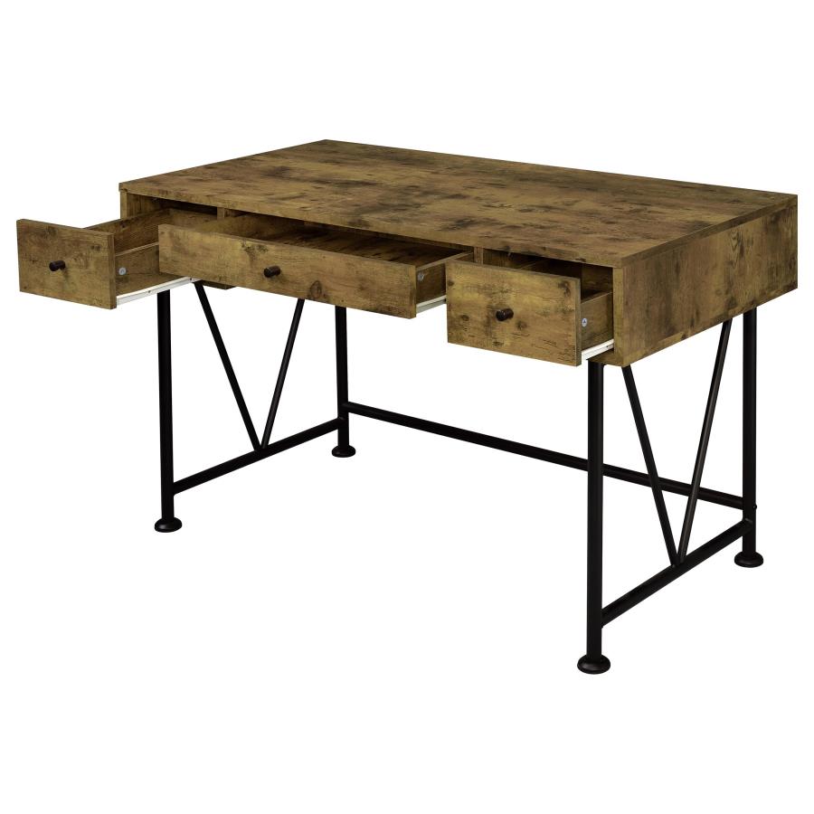 ANALIESE 47-INCH 3-DRAWER WRITING DESK RUSTIC NUTMEG