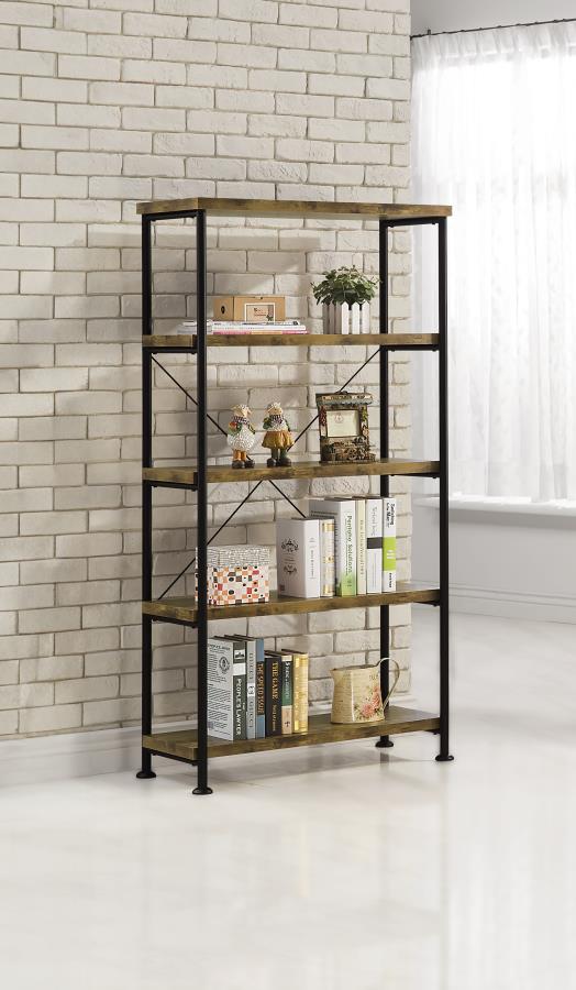ANALIESE 63-INCH 4-SHELF BOOKSHELF RUSTIC NUTMEG