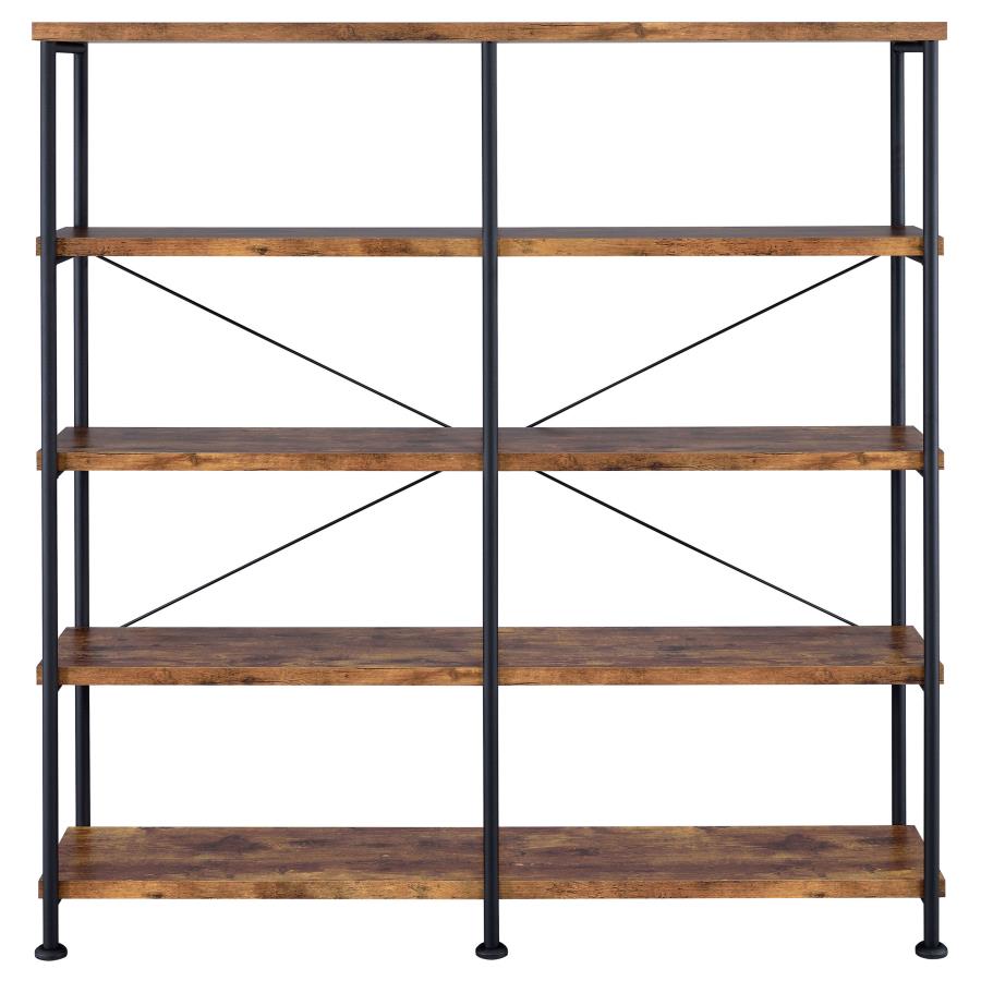 ANALIESE 63-INCH 4-SHELF DOUBLE BOOKSHELF RUSTIC NUTMEG
