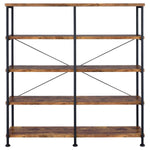 ANALIESE 63-INCH 4-SHELF DOUBLE BOOKSHELF RUSTIC NUTMEG