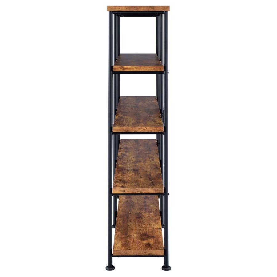 ANALIESE 63-INCH 4-SHELF DOUBLE BOOKSHELF RUSTIC NUTMEG