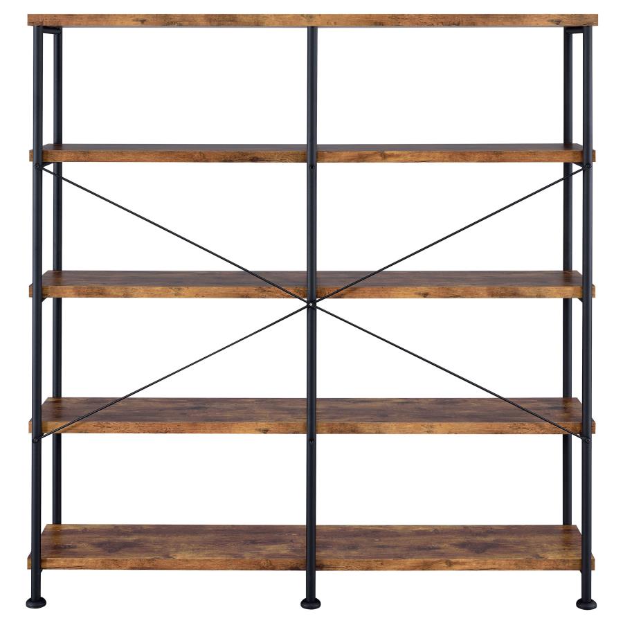 ANALIESE 63-INCH 4-SHELF DOUBLE BOOKSHELF RUSTIC NUTMEG