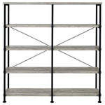 ANALIESE 63-INCH 4-SHELF DOUBLE BOOKSHELF GREY DRIFTWOOD