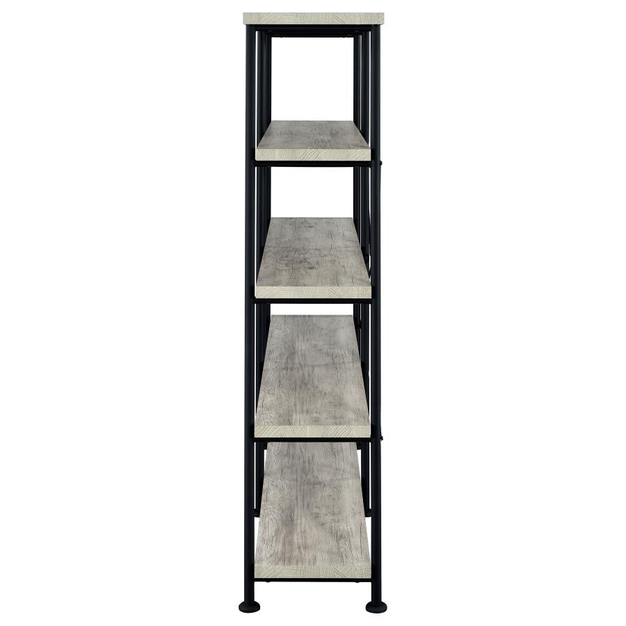 ANALIESE 63-INCH 4-SHELF DOUBLE BOOKSHELF GREY DRIFTWOOD