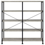 ANALIESE 63-INCH 4-SHELF DOUBLE BOOKSHELF GREY DRIFTWOOD