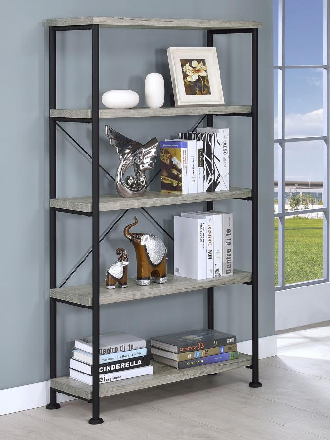 ANALIESE 63-INCH 4-SHELF BOOKSHELF GREY DRIFTWOOD