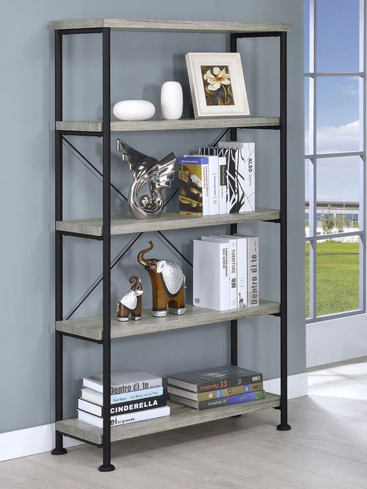 ANALIESE 63-INCH 4-SHELF BOOKSHELF GREY DRIFTWOOD
