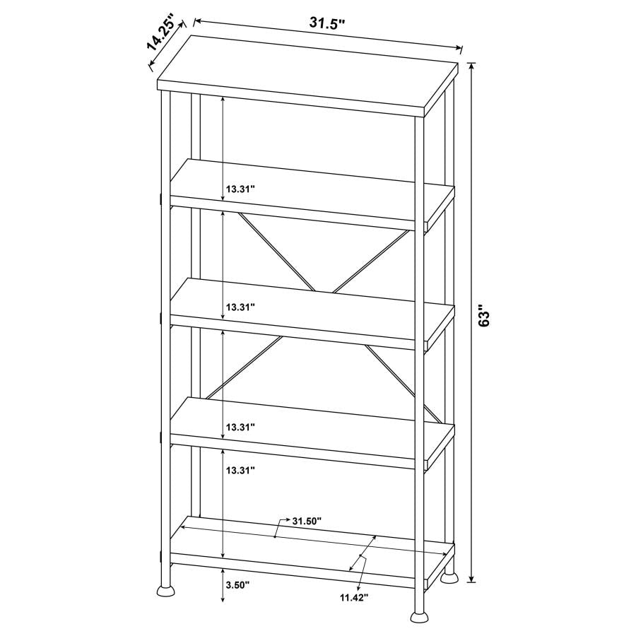 ANALIESE 63-INCH 4-SHELF BOOKSHELF GREY DRIFTWOOD
